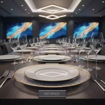 Аренда Тарелка подстановочная "Салак" прозрачная с золотой каймой в Omega Sirius — ART SPACE