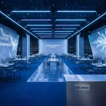 Аренда Ковролин голубой с пленкой цвет 054 в ресторане «Сыроварня» — ART SPACE
