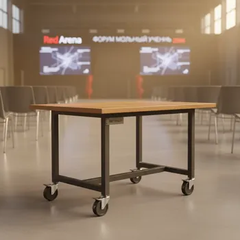 Аренда Стол мобильный складной дуб сафари антрацит 25 мм 100х70 в Red Arena — ART SPACE