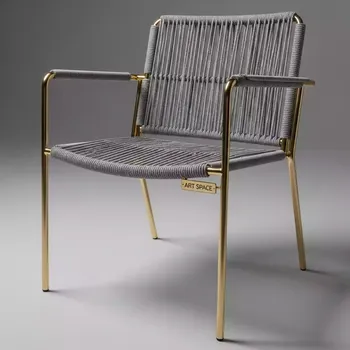 Аренда Стул плетеный из роупа MAR CH st001 Gold Gl D grey gray на Имеретинской набережной — ART SPACE