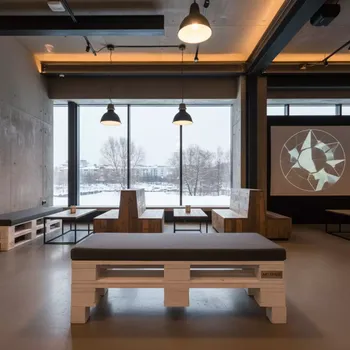 Аренда Банкетка из паллет белая с черной подушкой в Courtyard by Marriott Sochi — ART SPACE