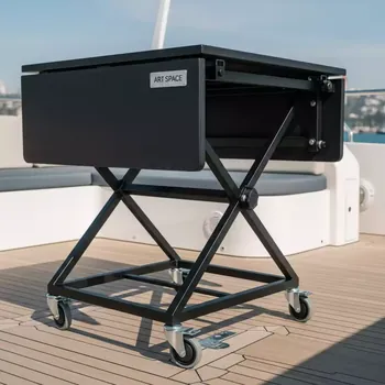 Аренда Стол мобильный складной таксония антрацит 25 мм 120х70 на VIP теплоходе (Морпорт Сочи) — ART SPACE