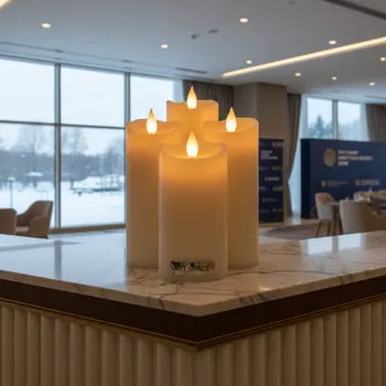 Аренда Свеча LED Ария с тройным фитилем большая без батареек в Karat Resort — ART SPACE