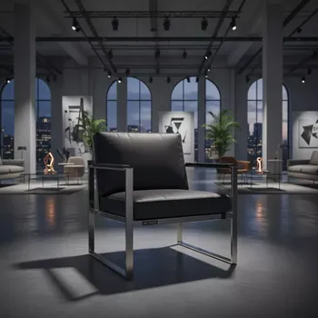 Аренда Кресло экокожа черная нержавеющая сталь Jacare в Radisson Collection Paradise — ART SPACE