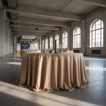 Аренда Скатерть круглая цвета шампань 3,2 м на вилле «Анна» — ART SPACE