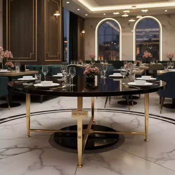 Аренда Стол банкетный Ritz Black Gold Ø 180 см в ресторане «Баран-Рапан» — ART SPACE