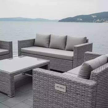 Аренда Комплект мебели плетеной AM 395C T395 серый 4 1 в Swissôtel Resort Sochi Kamelia — ART SPACE