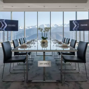 Аренда Стол Блас стекло белое глянец ножки хром в Sochi Marriott Krasnaya Polyana — ART SPACE