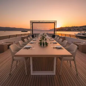 Аренда Стол Лидер 2 2000x900 бук белый на VIP теплоходе (Морпорт Сочи) — ART SPACE