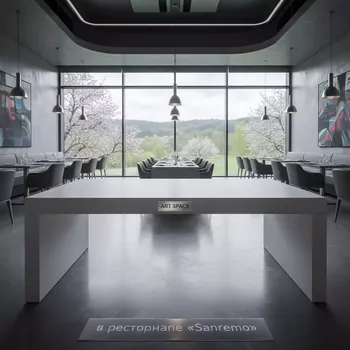 Аренда Стол прямоугольный 150х75х73 см белый ЛДСП в ресторане «Sanremo» — ART SPACE