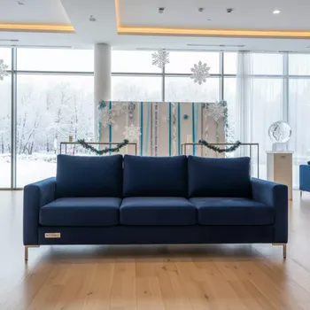 Аренда Диван Sorrento 220 трехместный велюровый темно синий в Bridge Resort — ART SPACE