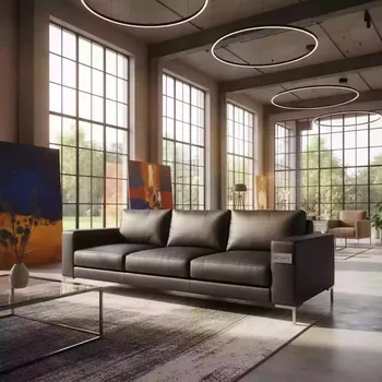 Аренда Диван Клиппан из натуральной кожи черный 03 151BK в Rodina Grand Hotel & SPA — ART SPACE