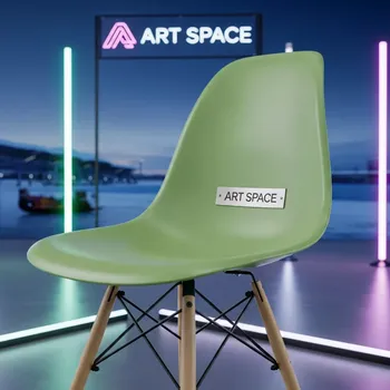 Аренда Стул пластиковый фисташковый каркас бук Eames на территории Морпорта Сочи — ART SPACE