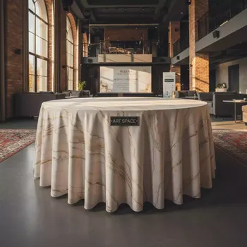 Аренда Скатерть круглая "Шампань мрамор" 3300 мм в Rodina Grand Hotel & SPA — ART SPACE