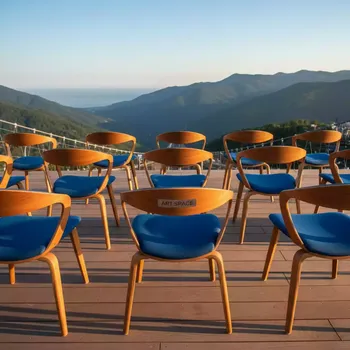 Аренда Стул деревянный синий Eames в Skypark Sochi — ART SPACE