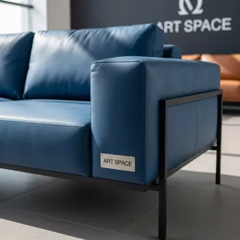 Аренда Диван Марсель New кожзам Hi Dolaro 22 синий каркас черный в Omega Sirius — ART SPACE