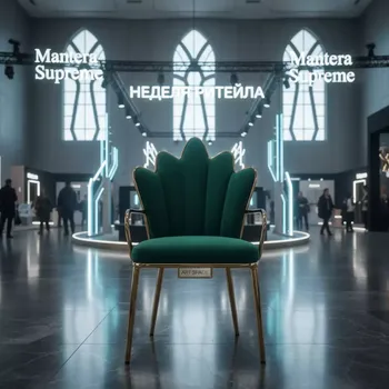 Аренда Стул Хит золотой каркас Корона зеленая в Mantera Supreme — ART SPACE