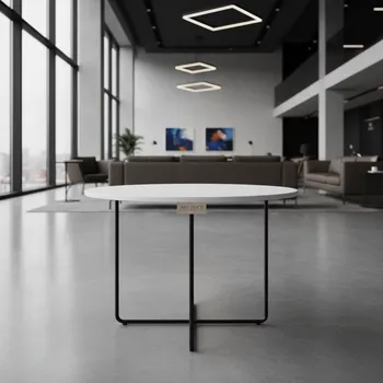 Аренда Стол журнальный белый круглый диаметр 70 см в Alpha Sirius — ART SPACE