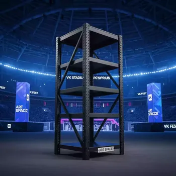 Аренда Стеллаж металлический Гелеос Атлант 5 матовый черный в VK Stadium Sirius — ART SPACE