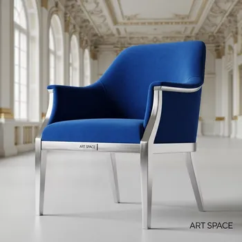 Аренда Стул Форест серебряный синий велюр в усадьбе Голицына — ART SPACE