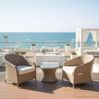 Аренда Комплект мебели кофейный из ротанга VIRGINIYA BALCONY SET NEW бежевый в пляжном клубе Del Mar — ART SPACE