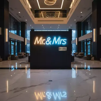 Аренда Неоновая вывеска Mr & Mrs в Cosmos Sochi Hotel — ART SPACE