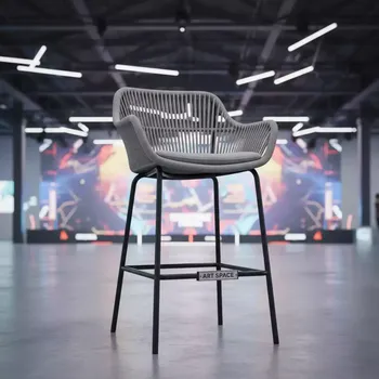 Аренда Барный стул плетеный из светло серого роупа Марсель в Mantera Supreme — ART SPACE