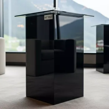 Аренда Стол коктейльный high cube стеклянный черный в Green Flow Hotel — ART SPACE