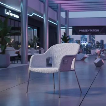 Аренда Кресло из искусственного ротанга YH C1103W white в ресторане «La Terrazza» — ART SPACE