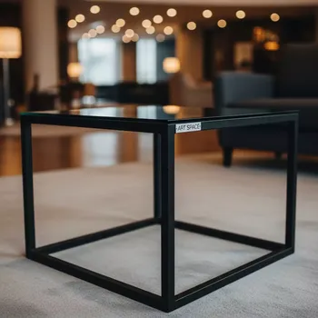 Аренда Журнальный стол Loft куб черный со стеклянной столешницей в Radisson Hotel Rosa Khutor — ART SPACE