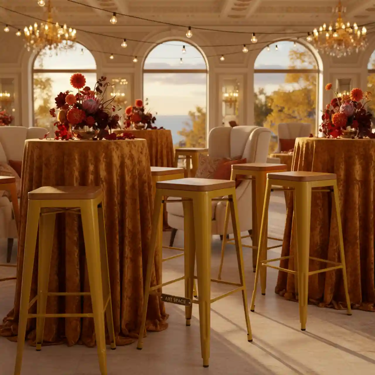 Стул барный Tolix Wood желтый