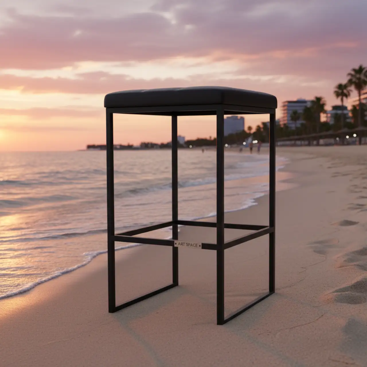 Табурет Лофт 11 М экокожа BLACK каркас черный Ral 9005