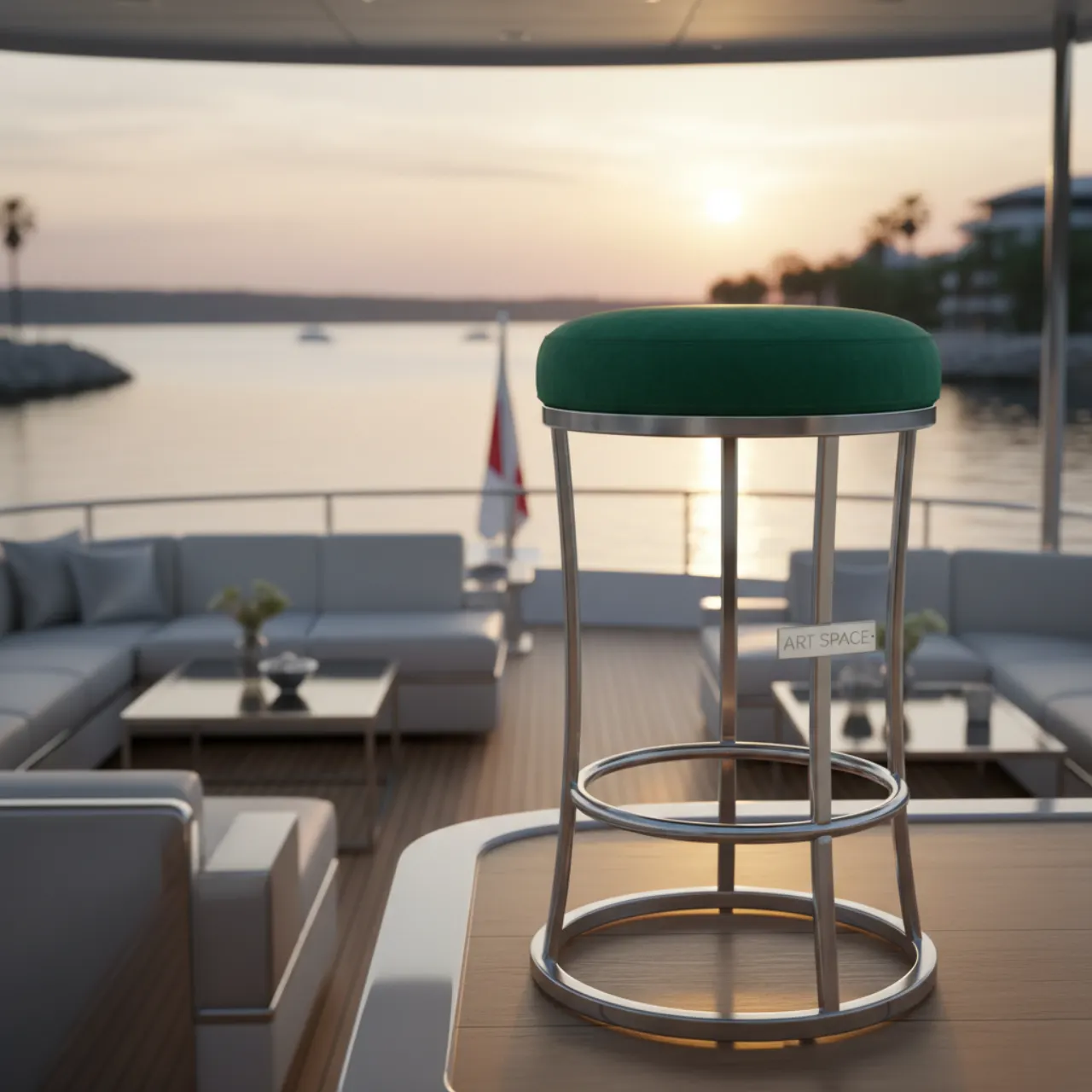 Табурет Вегас каркас серебро зеленый