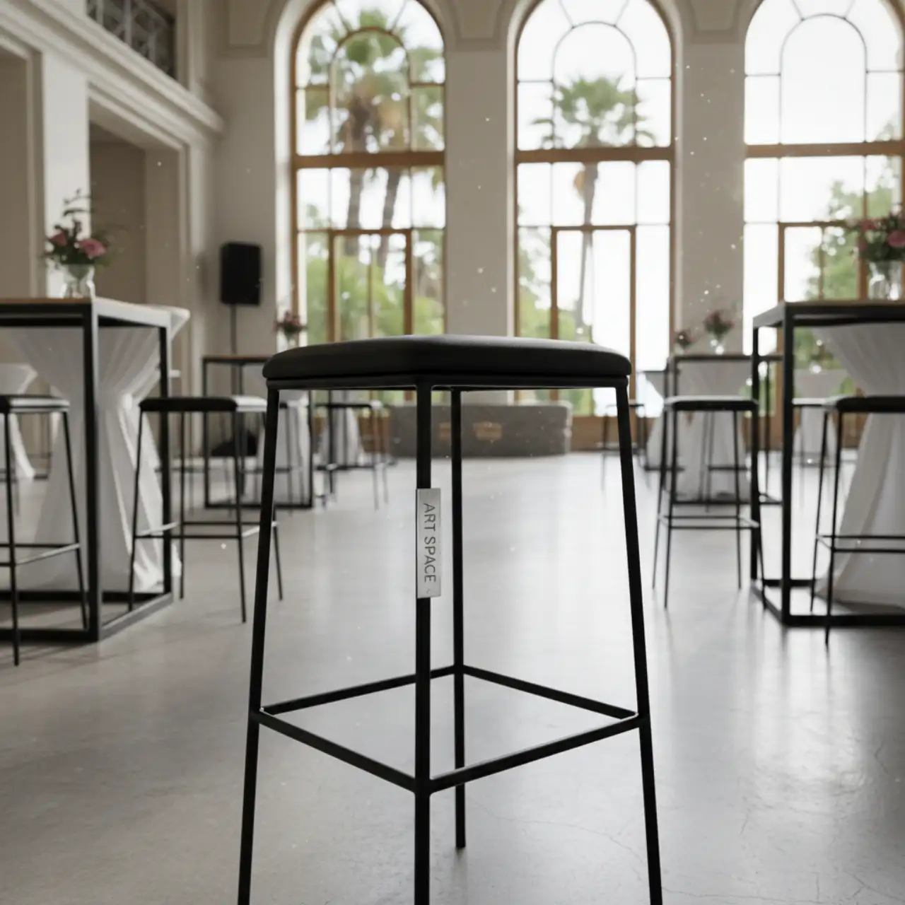 Табурет Лофт 11 М экокожа Black черный каркас