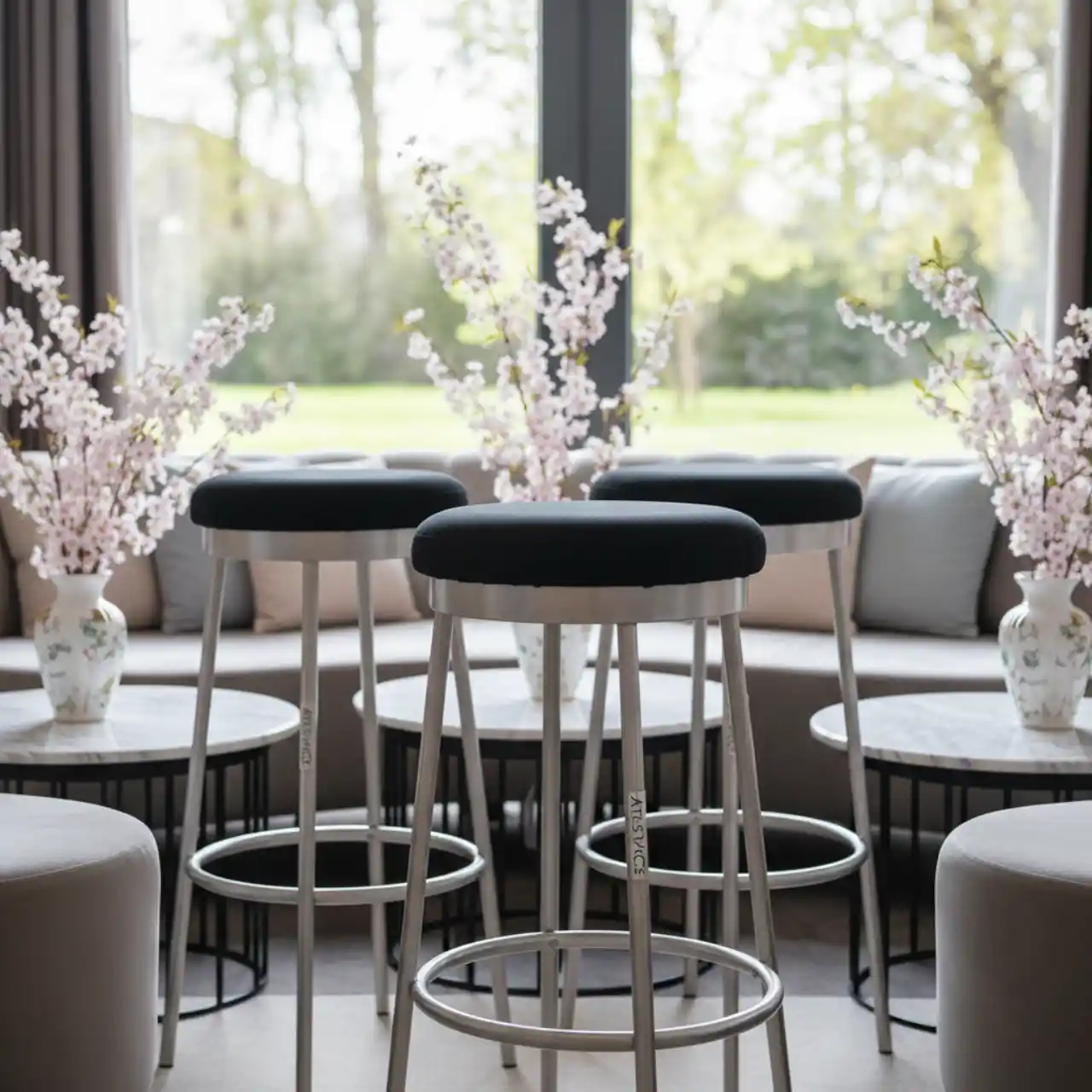 Табурет Вегас каркас серебро черный