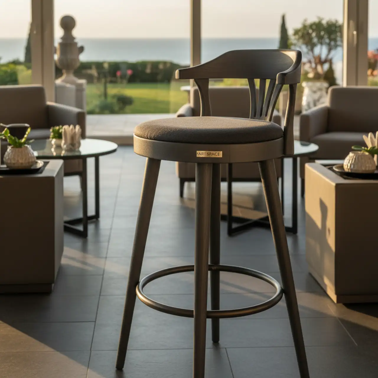 Стул полубарный Такер графит деревянный