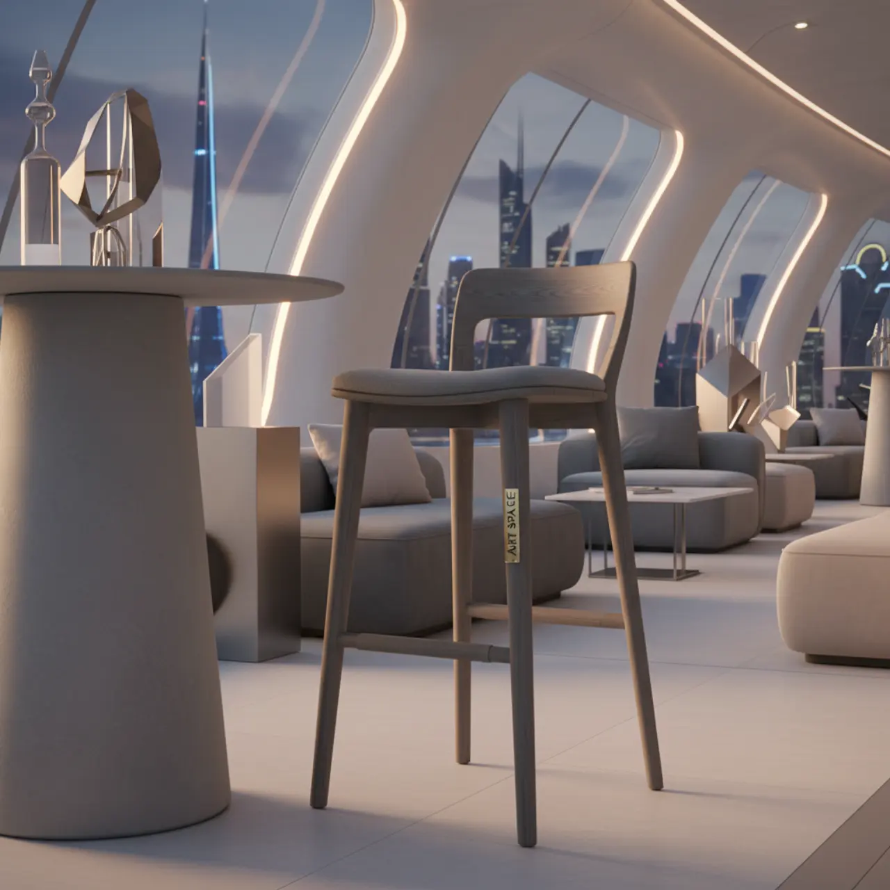 Стул полубарный Такер серый деревянный