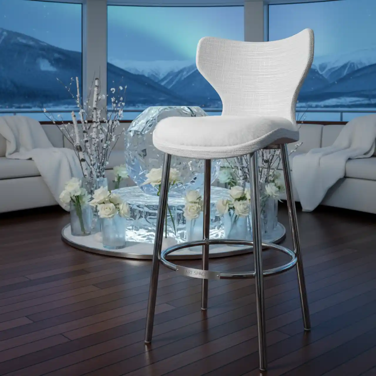 Стул полубарный пластиковый Wave лен