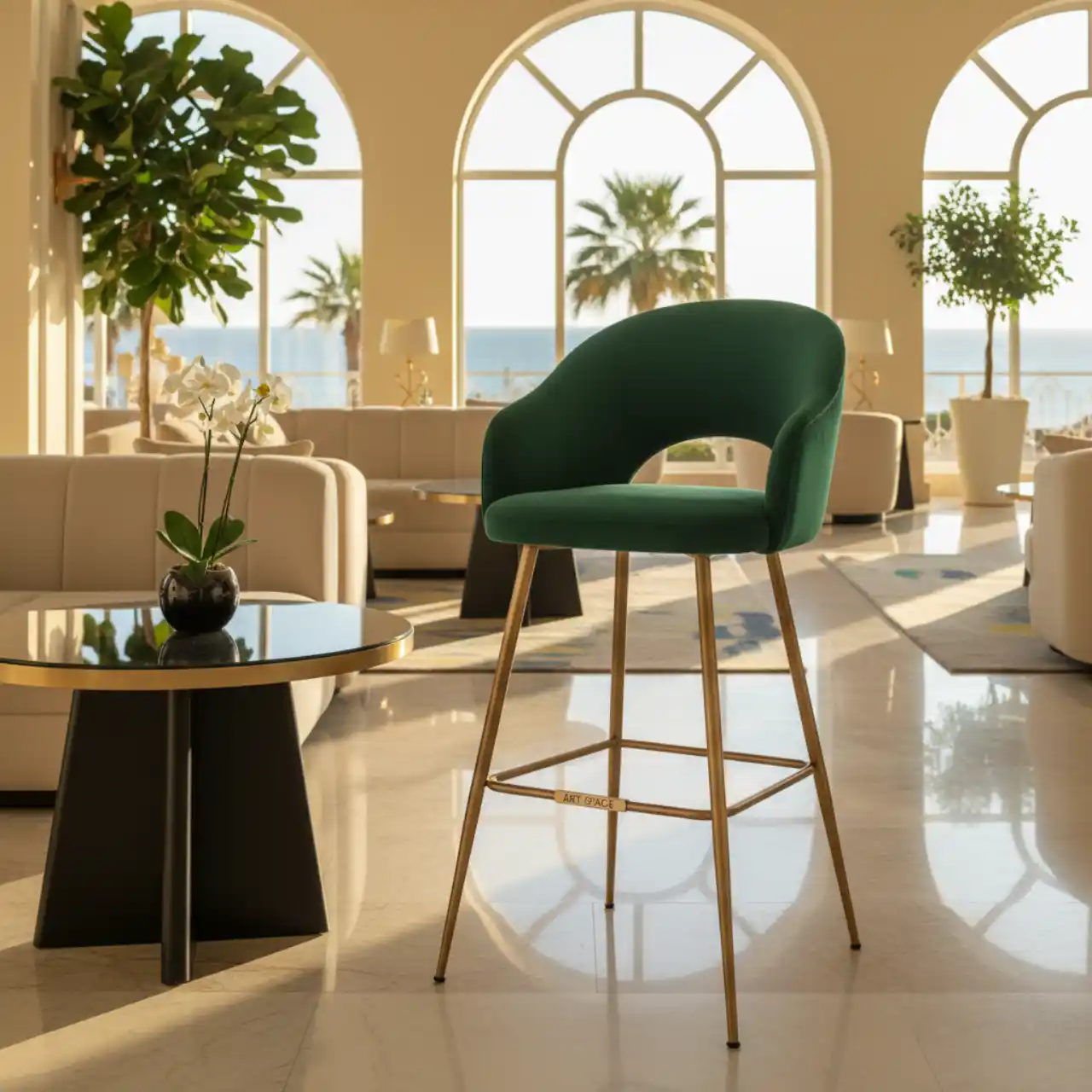 Стул полубарный Логан SN велюр зеленый