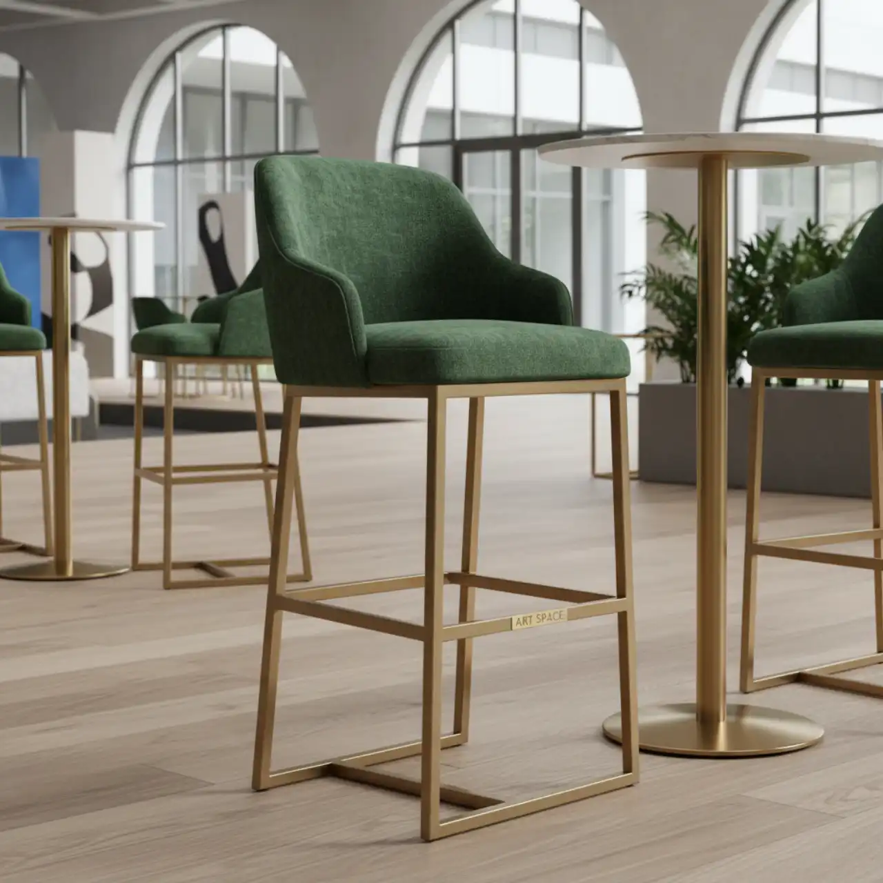 Стул полубарный Elis Bar cross square зеленый