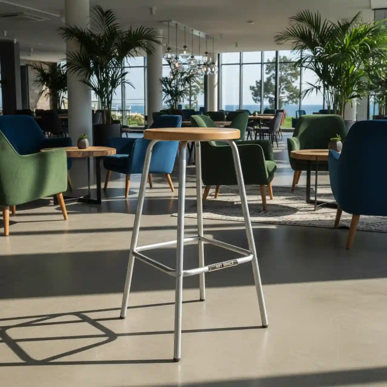 Стул полубарный Tolix Wood серебристый