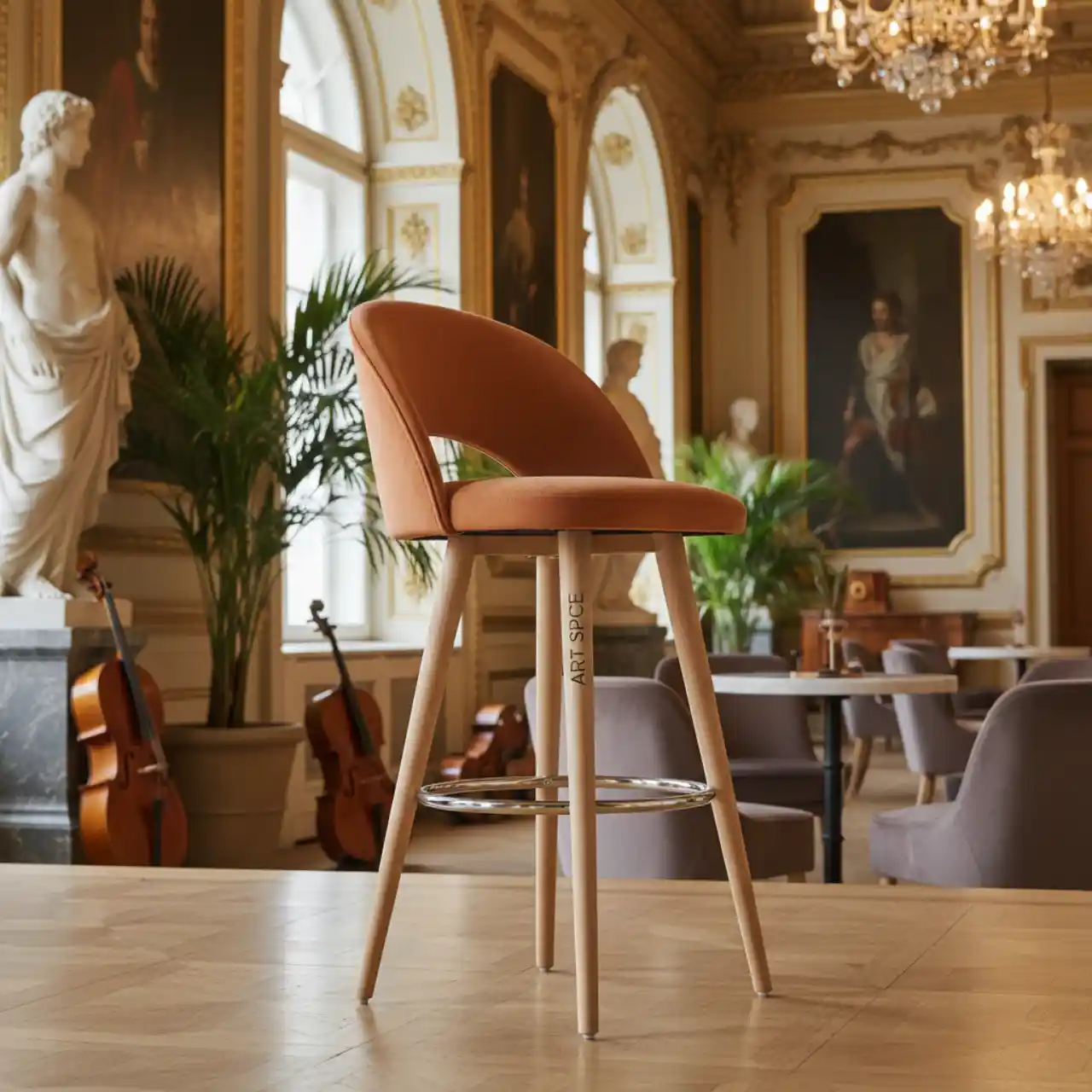 Стул полубарный Маллин велюр Ginger ножки бук