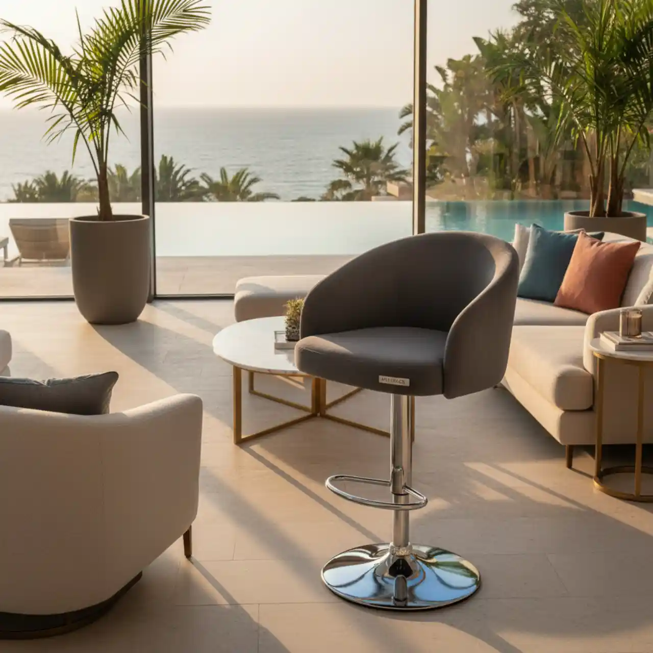 Стул полубарный Бриф DD букле темно серый