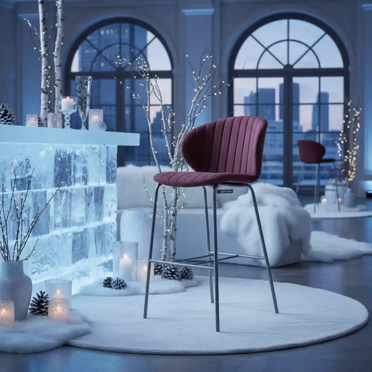 Стул полубарный Бордо плетение колос стальной каркас серый