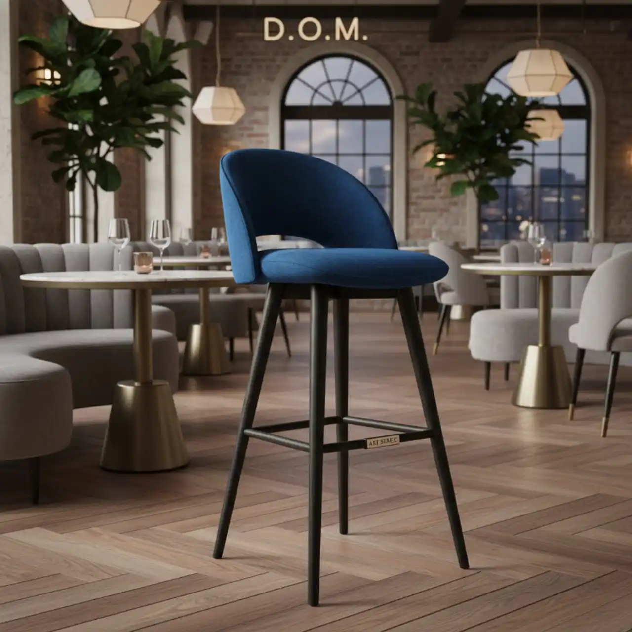 Стул полубарный Mars велюр Velutto ножки бук морилка черная