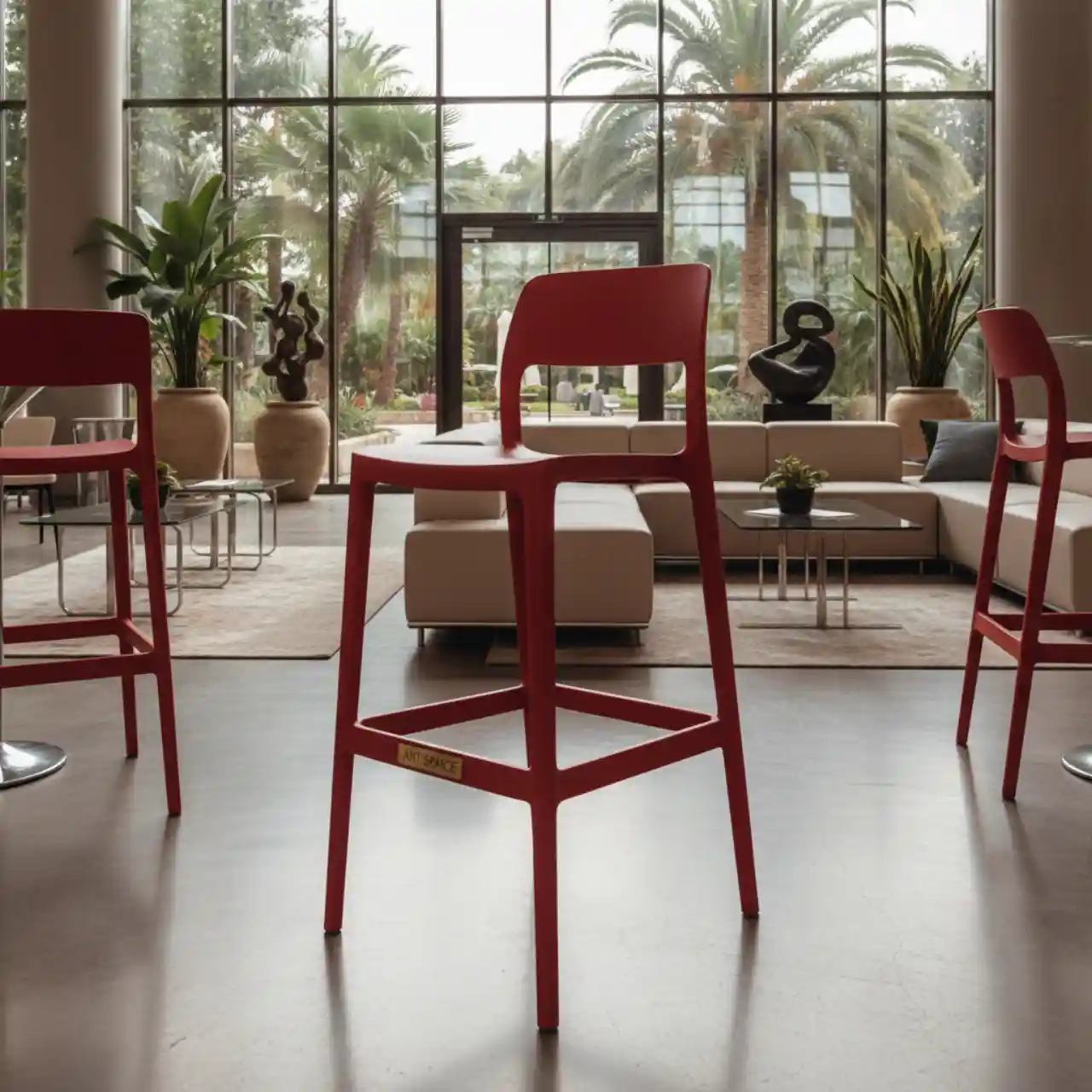 Стул пластиковый барный Air Bar красный