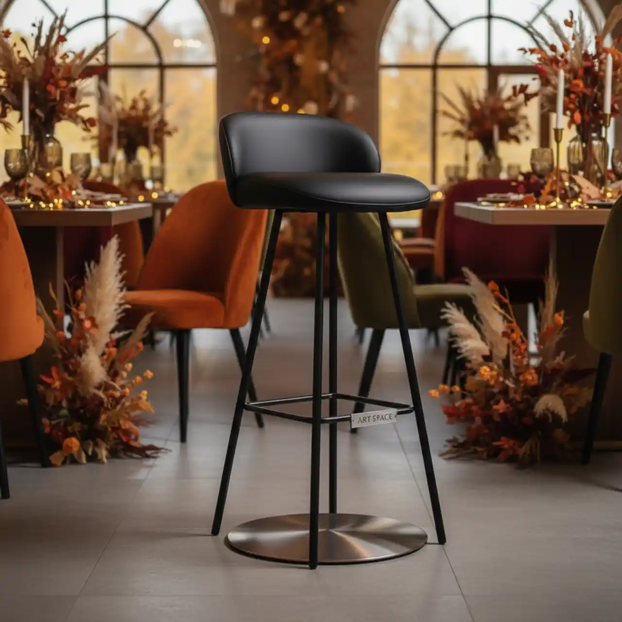Стул барный черный Хай Тек