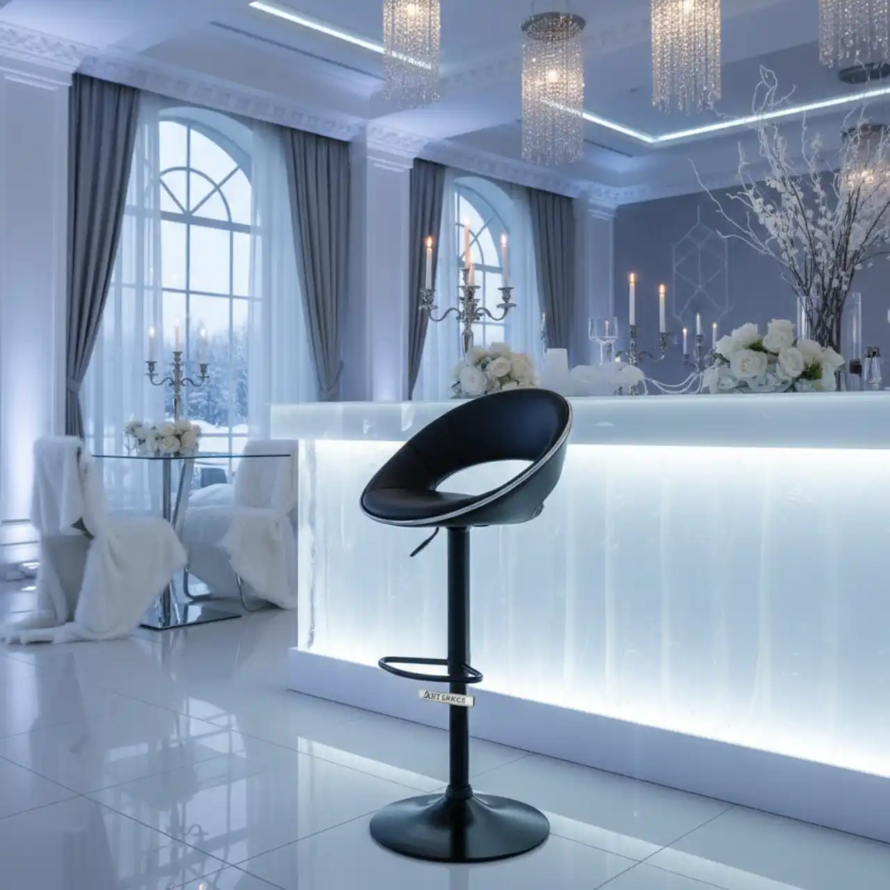 Стул барный черный из экокожи Zeta