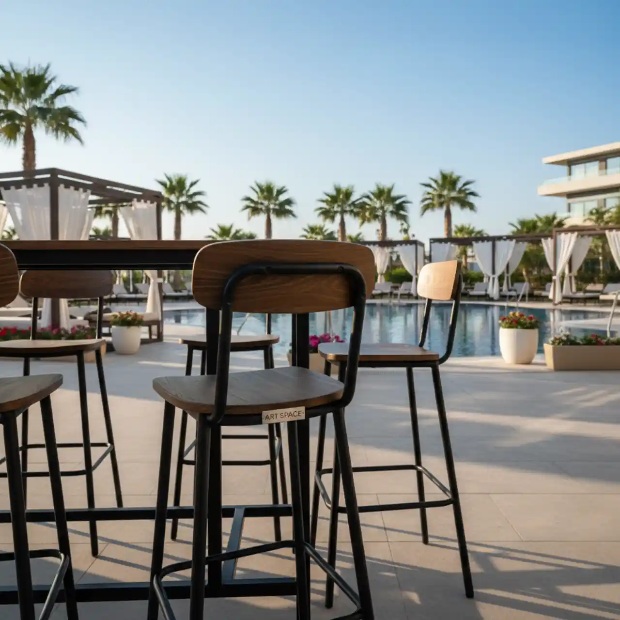 Стул барный со спинкой Tolix Wood черный