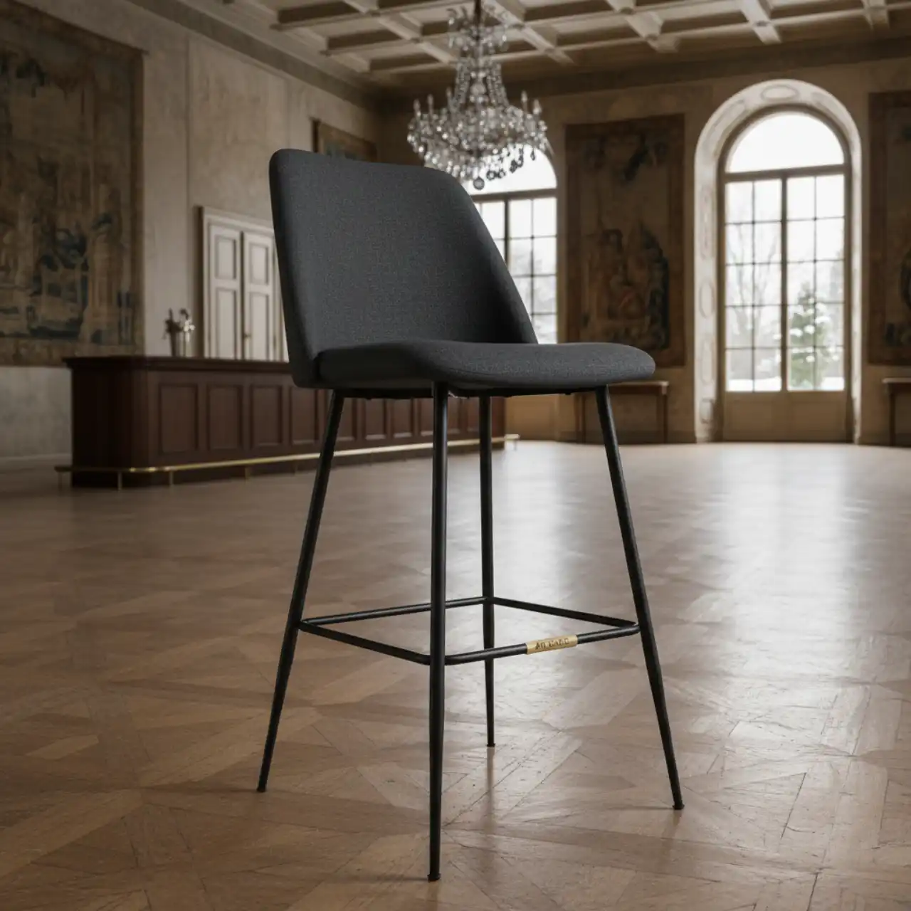 Стул барный темно серый БОРДО